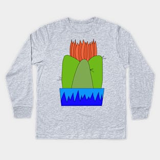 Cute Cactus Design #38: Red Flame Cactus Kids Long Sleeve T-Shirt